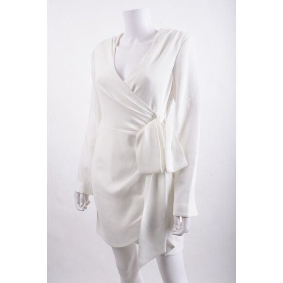 Cinq a Sept Womens Sierra Dress Wrap Mini White Long Sleeve V Neck US 4 NWT - Picture 3 of 6